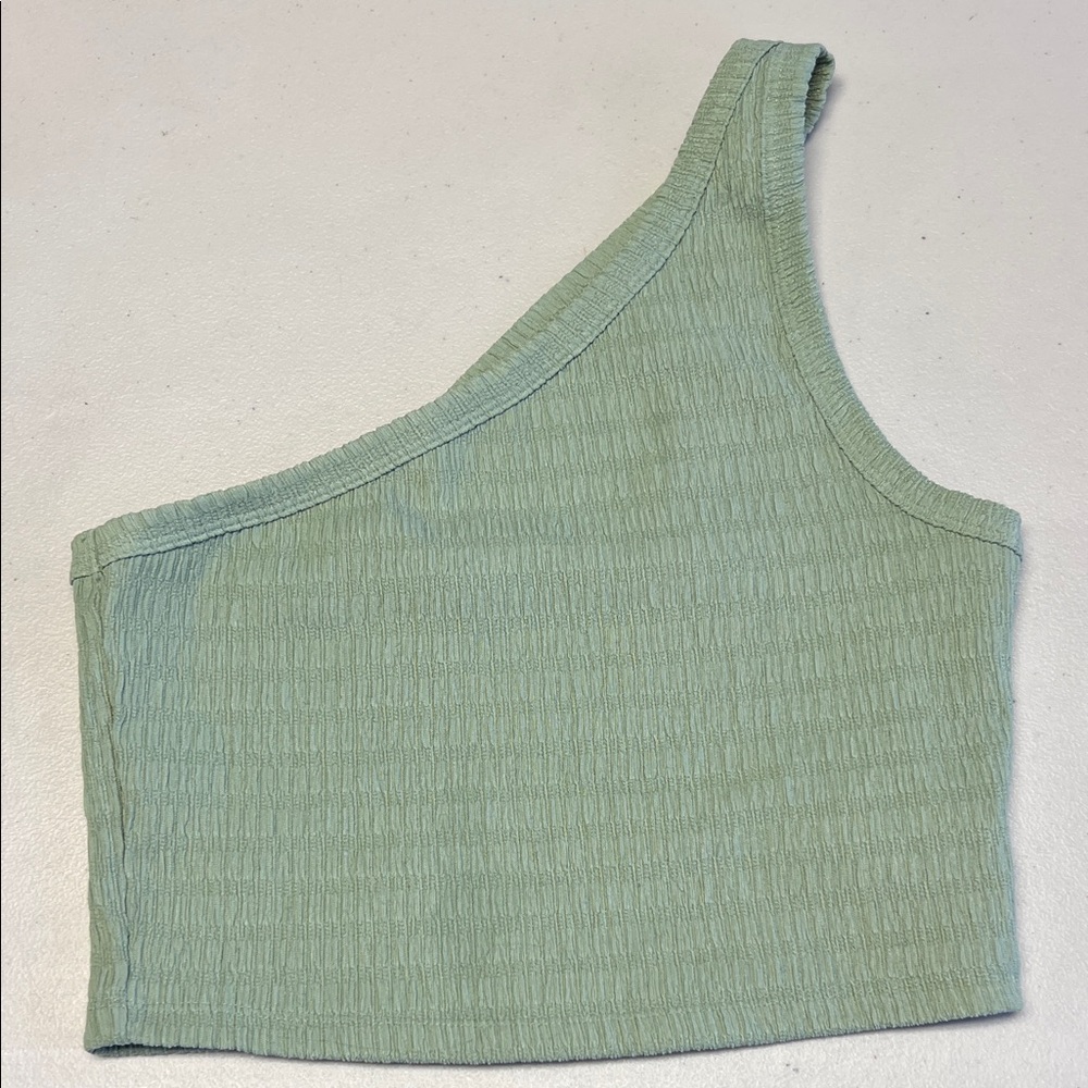 One Shoulder Crop Top Mint Green American Eagle Sz M